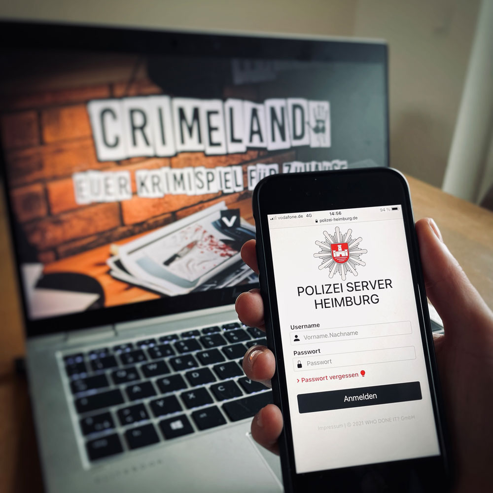 Crimeland Websites Desktop und Mobile